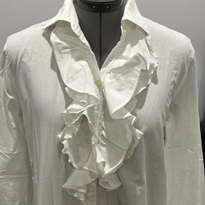 White cotton blouse with ruffles